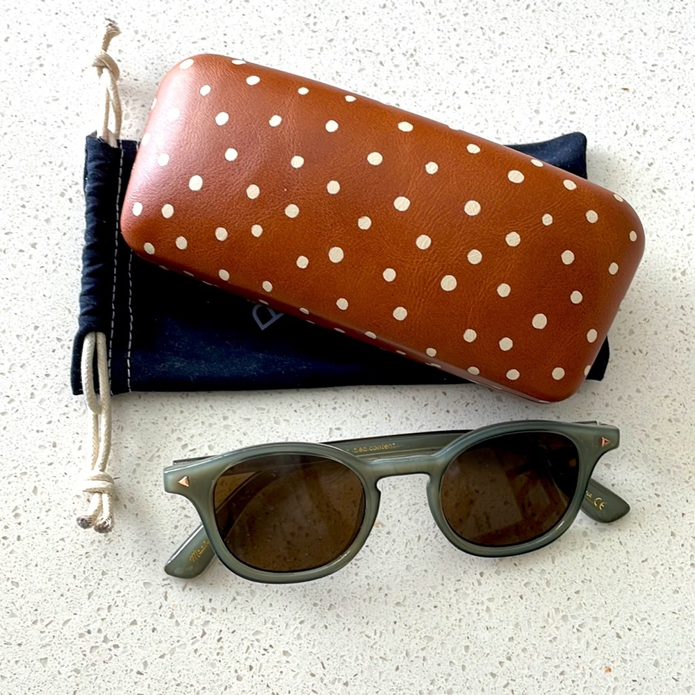Madewell retro wayfarer style sunglasses + leather case